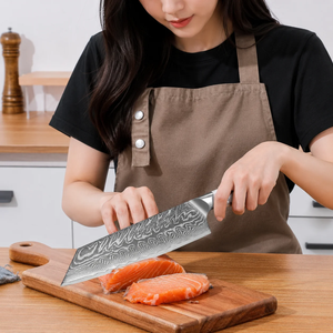 Cuchillo de Chef Profesional PRESTIGE BLADES de Acero Damasco Japonés, Hecho a Mano, Duradero, Ambidiestro, Hoja Fija Afilada, Moderno - Product Image 6