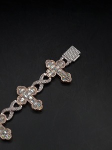 RB Gems Custom <b>Cross</b> VVS Diamond Cuban Link <b>Chain</b> Hip Hop Style Iced Baguette Diamond Bracelet Fine Men's Jewelry Silver Gold - Product Image 4