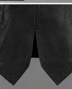 <b>Men's</b> black Leather <b>Jacket</b> Stand Collar With Button Closure - Product Image 2