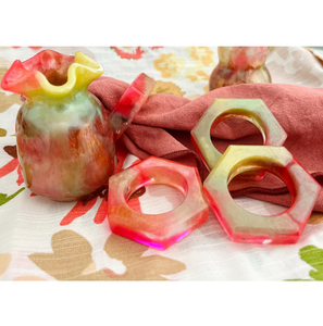 <b>Epoxy</b> Resin Napkin Ring Decorative Pieces Dinner <b>Table</b> Custom Multi Color Shade Hexagon Shape Cheap Price - Product Image 1