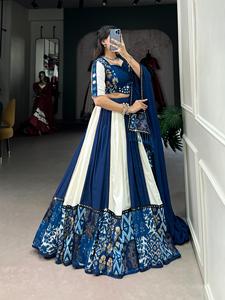 Lehenga de rayón con diseño de espejos reales y espejos de papel, con blusa y dupatta, lista para usar, colección Navratri. - Product Image 6