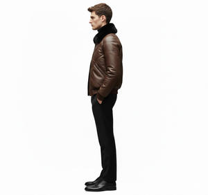 Veste pour homme avec col en fourrure de renard véritable, style élégant, coupe ajustée, personnalisable, toucher doux, veste en cuir véritable de haute qualité - Product Image 2