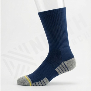 Crew <b>Socks</b> Solid Navy Blue Breathable Spandex Polyester Knitted for Adults Casual Daily Use Spring Season - Product Image 3