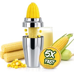 Sbucciatore di mais in acciaio inossidabile 304, utensile da cucina, taglia mais, sbucciatore di pannocchie, senza schizzi o disordine, con colino integrato - Product Image 1