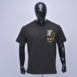 T-shirt en jersey de coton noir uni à logo personnalisé MRI, manches courtes, col rond, coupe ample, vêtements décontractés pour hommes, OEM 180 GSM - Product Image 1