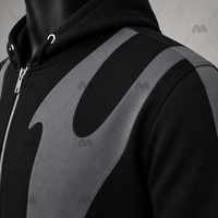 Sweat à capuche zippé color block pour homme, 100% coton molletonné, brodé, respirant, style streetwear pour l'automne et l'hiver