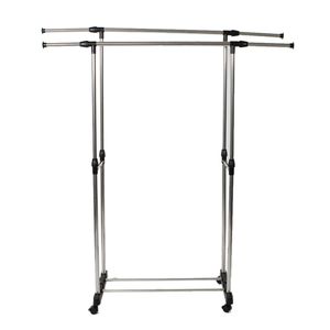 Appendiabiti a doppia barra in argento con ripiano per scarpe, supporto allungabile verticalmente e orizzontalmente, soluzione di archiviazione a doppio uso - Product Image 5