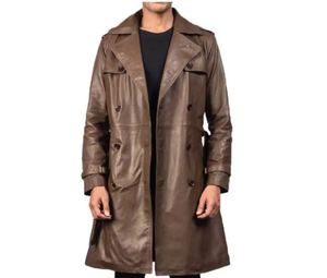 Abrigos de cuero marrón premium para el invierno, diseño elegante, comodidad superior y apariencia moderna para hombres, ropa para clima frío. - Product Image 1