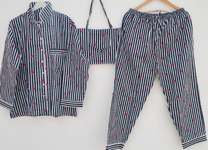 Night <b>Suit</b> With Bag L/XL Cotton Printed Soft Women's Aesthetic Shirt <b>Pajama</b> Soft Summer/Winter Swimwear 100% Cotton <b>Pajama</b> Set - Product Image 2