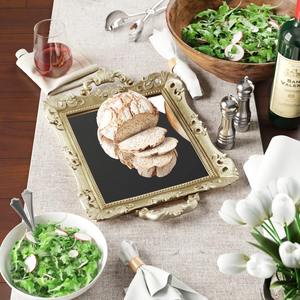 Bandeja de tocador de acero inoxidable dorado espejado, de lujo moderno, con adornos de inspiración vintage, para dormitorio, sala de estar, tocador, perfumes/bebidas - Product Image 3