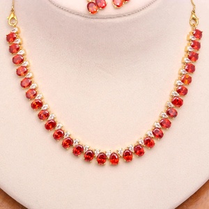 Parure de collier classique en rubis, pierre précieuse ovale, pour mariage et soirée, bijoux de mariée de luxe - Product Image 2