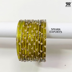 Elegant Kashmiri Glass <b>Bangles</b> Set Gold Stone Studded Indian Traditional Chudi Bridal Jewelry Stylish Women Ethnic <b>Bracelet</b> - Product Image 2