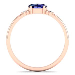 Nouvelles bagues d'éternité REYES en or rose 14 carats avec moissanite pour femmes, 0,75 carat, saphir bleu, bagues de fiançailles et de mariage - Product Image 4