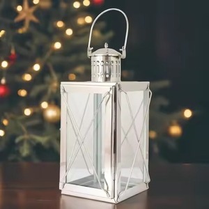 Lanterne en métal peinte en bleu, porte-bougie artistique pour réception de mariage, maison, patio, restaurant, hôtel, décoration de jardin - Product Image 6