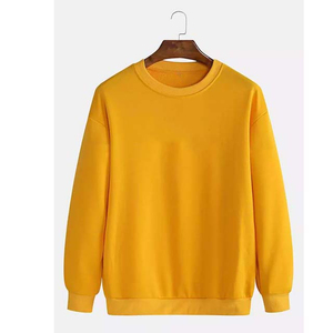 Sudadera Unisex Amarilla de Cuello Redondo, Corte Regular, Tejida, Color Sólido, Informal, para Otoño - Product Image 1