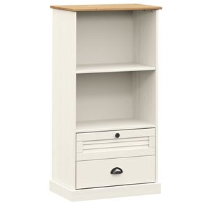 Grande bibliothèque blanche en bois de pin massif, bois d'ingénierie et métal pour armoires de salon - Product Image 2