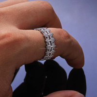 Bague de fiançailles Vana Jewels en moissanite taille brillant de luxe, sertie de pierres, en argent sterling 925 plaqué rhodium, monture à griffes, forme géométrique