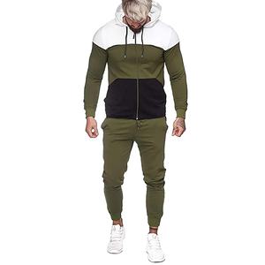 Chándal con capucha para hombre, sudaderas con capucha de 2 piezas, pantalones de chándal, conjuntos de chándal para gimnasio, chándales, ropa deportiva de Color contrastante para adultos - Product Image 4