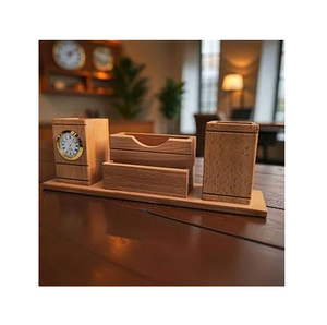 Organizador de Escritorio de Madera de Alta Calidad para Bolígrafos, Tarjetas de Visita y Teléfono Móvil, Porta Bolígrafos de Madera de Primera Calidad - Product Image 1