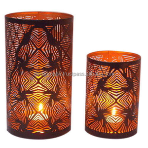 metal Votive Etching <b>Candle</b> Holder Brown Color Powder Coated Luxury Antique T Light <b>Candle</b> Holder for Home Decor - Product Image 1