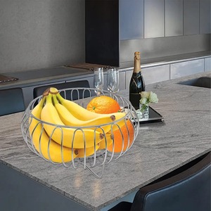 Hot Selling Made in India Silver Metal Fruit <b>Basket</b> Kitchen <b>Large</b> 3 Tier Bowl for Holding Fresh Fruits and Vegetables Counter - Product Image 3