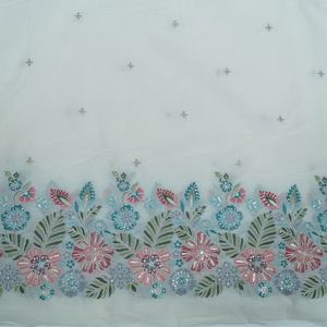 Tissu de luxe brodé de sequins lourds, motif vague, en maille dentelle, pour robe de mariée, de soirée, de couture et de mode. - Product Image 1