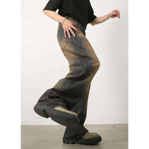 Pantalones Jogger Baggy de Lona de Pierna Recta para Hombre, Estilo Urbano, Lavado Claro, Ajuste Regular, con Logotipo Personalizado, Denim Medio para Otoño - Product Image 3