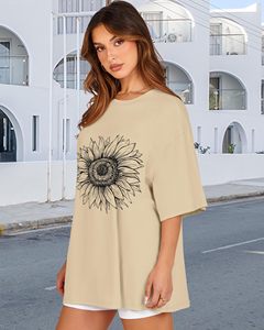 T-shirts à col rond pour femmes, imprimés floraux, graphiques DTF, 100% coton, t-shirts graphiques, t-shirts d'été, manches courtes, amples, confortables - Product Image 3