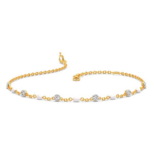 Bracelet en diamants White Stone Station avec chaîne en or jaune et design à accents ronds alternés - Product Image 2