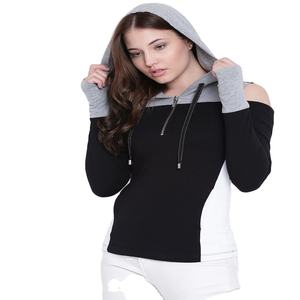 เสื้อฮู้ดดี้โอเวอร์ไซส์สำหรับผู้หญิง สกรีนโลโก้ได้ คุณภาพสูง ผ้าริบ มีกระเป๋าจิงโจ้ สีพื้น สำหรับฤดูหนาว - Product Image 1