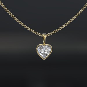 <b>Heart</b> Cut Moissanite Pendant Solid Gold Certified <b>Heart</b> Lab Grown Diamond Pendant Necklace Jewelry for Gift - Product Image 2