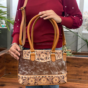 Bolso de Mano con Diseño Floral, Cartera de Mano y Cartera de Mano, 2 en 1, de Cuero de Vaca Genuino, Nuevo Diseñador, Novedad - Product Image 5