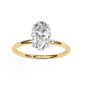 Anillo de Diamante Sintético Radiante de 1.00 Quilates con Corte Ovalado, Engaste Sub-Halo Sutil, Oro Sólido de 18K, Color E Certificado, Moderno y Elegante - Product Image 2