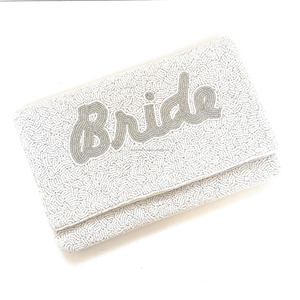 Handmade Durable Beaded Silk Foldable Clutch <b>Bag</b> Bride Letter Design Custom OEM Magnetic Closure Fashion Evening Party <b>Gift</b> - Product Image 2