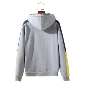 Unisex Gray Hooded <b>Sweatshirt</b> With <b>Red</b> Stripes Casual Pullover Hoodie Regular Fit Autumn Wear - Product Image 4