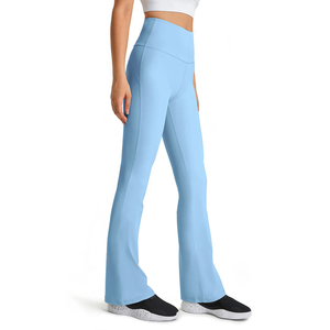 Leggings de yoga évasés taille haute pour femme, de bonne qualité, respirants, coupe ajustée, bleu ciel, pour l'entraînement et le quotidien, toutes saisons - Product Image 1