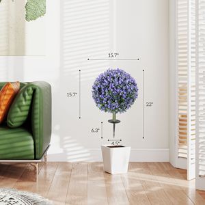 2 Pack 1.3ft UV Resistant Artificial Ball Eucalyptus Topiary Faux Greenery <b>for</b> Indoor & Outdoor Use with <b>Ground</b> <b>Stake</b> - Product Image 3