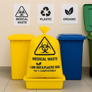 Bolsas Compostables y Biodegradables de PLA para Residuos Químicos y Médicos |   Bolsas de Eliminación de Residuos Peligrosos a Base de Plantas con Sellado Térmico para Hospitales y Laboratorios - Product Image 4