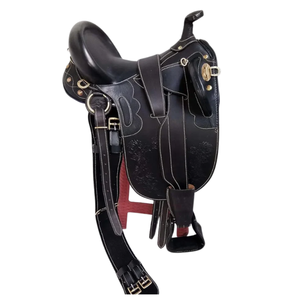 Selle de cheval western robuste noire de type australien pour l'équitation, l'entraînement en ranch, les sentiers, l'extérieur et l'équitation professionnelle - Product Image 1