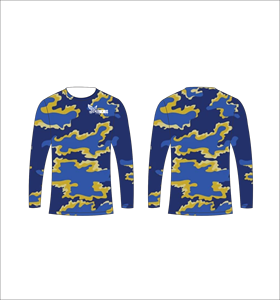 T-shirt camouflage à manches longues pour homme Ferocious Clothing, motif bleu jaune blanc, séchage rapide, coupe classique, col rond, style décontracté - Product Image 1