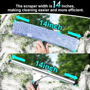 Lot de 2 kits de nettoyage de vitres multifonctionnels antirouille de 14 pouces avec raclette pour portes de douche, miroirs de salle de bain et surfaces en verre de qualité supérieure - Product Image 3