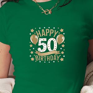 50 cumpleaños celebración mujer moda Camiseta corta - Product Image 1