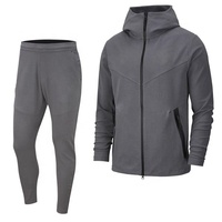 Trajes Deportivos de Invierno para Hombre, Corte Ajustado, Tallas Grandes, 100% Algodón, Felpa, Ropa Deportiva para Correr, a la Moda