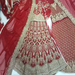 Pakistani Bride Designer Lehenga Dress Heavy Maxi Ball Gown with Pearls Handmade Wedding Outfit for <b>Plus</b> <b>Sizes</b> - Product Image 6
