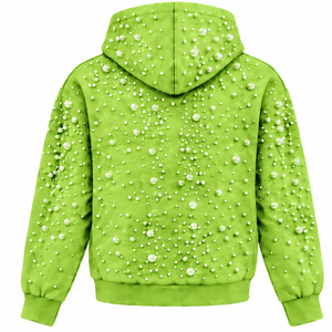 Sudadera con Capucha Azul Perla con Cuentas, Unisex, Estilo Urbano, con Capucha Ajustable con Cordón, Personalizable, Casual y a la Moda - Product Image 2