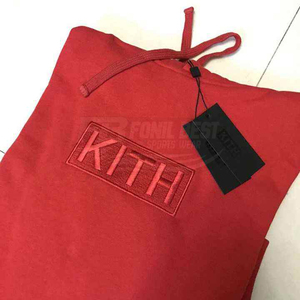 Thick KITH Front Logo Solid Winter <b>Hoodie</b> <b>Men</b> High Quality Embroidery 100% Cotton Black Red <b>Pink</b> Breathable Eco-Friendly Casual - Product Image 5