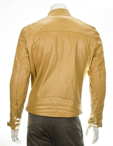 แจ็คเก็ตหนังแกะสีแดงสไตล์วินเทจสำหรับผู้ชาย แต่งลายขาดแบบดิสเทรส คอตั้ง คลาสสิก แท้ๆ สำหรับฤดูหนาว - Product Image 6