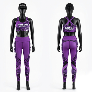 Premium 280 GSM Polyester Spandex BJJ Bra Legging Set Purple Sublimation Side Panel Heat Transfer Logo - Product Image 1