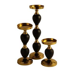 Ensemble de 3 chandeliers noirs et dorés, décoration d'intérieur, design en métal durable - Product Image 3