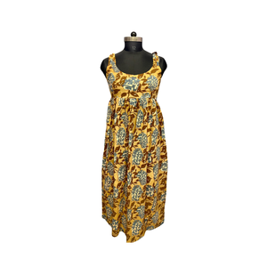 Vestido Floral Artesanal con Estampado a Mano para Mujer, Espalda Fruncida, Elástico, Ajuste Cómodo, Cremallera Lateral, Sin Mangas, Largo hasta la Rodilla, Estilo Skater - Product Image 1